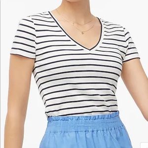 NWT J.Crew Striped Fine-Rib V-Neck Tee
